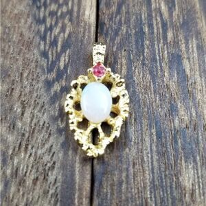 Authentic opal beautiful ruby teardrop necklace pendant P177